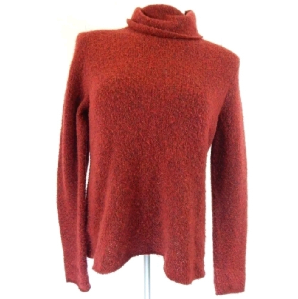 Eileen Fisher Fuzzy Red Turtleneck Sweater